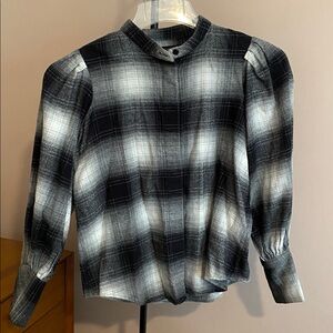 Banana Republic Gray Plaid Shirt Petite XS